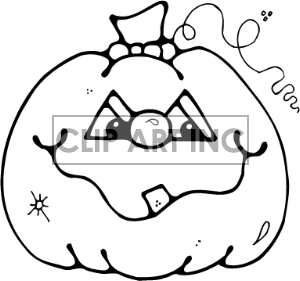 Black And White Cartoon Pumpkin
