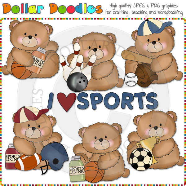 Boo Boo Bear Loves Sports Clip Art Download     1 00   Dollar    