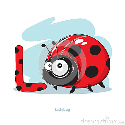 Cartoons Alphabet   Letter L With Funny Ladybug