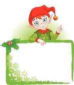 Christmas Elf Invite Place Card Girl Christmas Elf Cartoon Elf