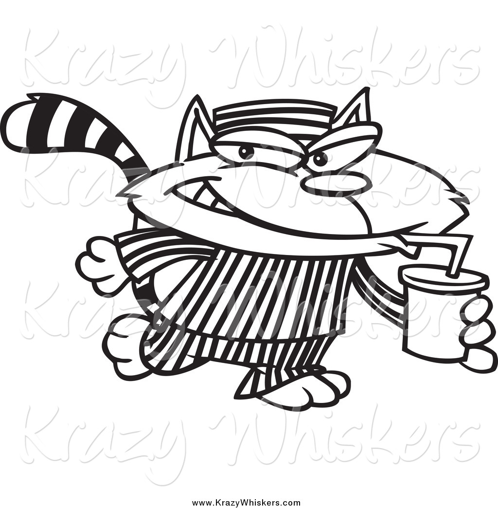 Critter Clipart Of A Black And White Cat Con Drinking A Soda By Ron