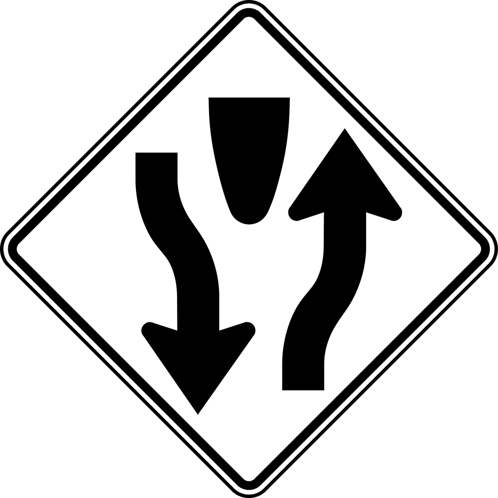Divided Highway Black And White   Clipart Etc