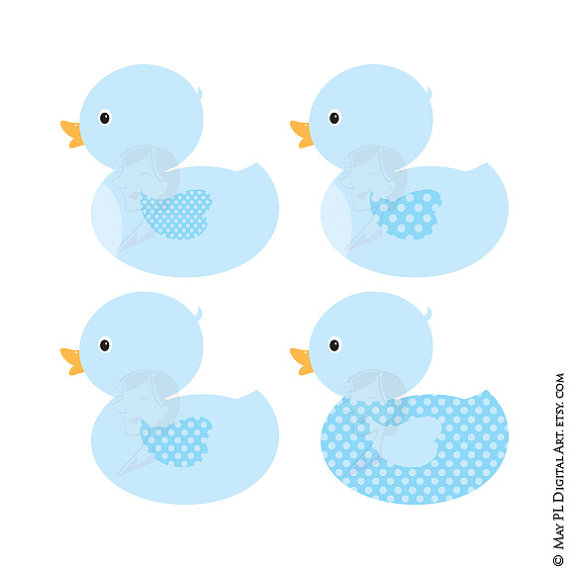 Duck Digital Clipart Clip Art Blue Baby Boy Shower Party Invitation    
