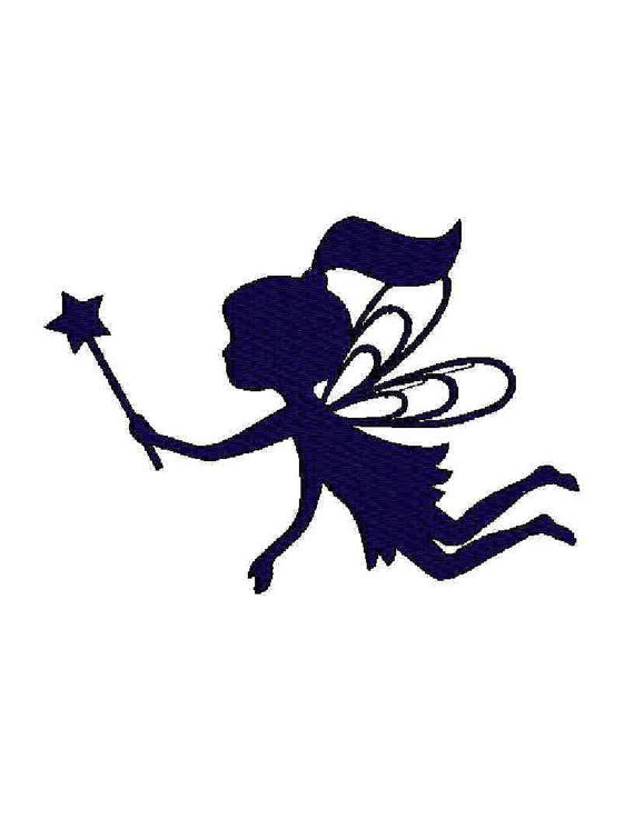 Fairy Silhouette Digital Machine Embroidery Design Fill And Outline