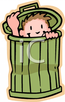 Free Clip Art Image  Little Boy In A Garbage Can Playing Hide And Seek
