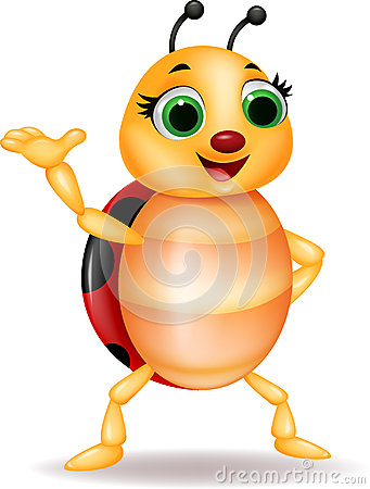 Funny Ladybug Cartoon Waving Hand