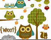 Get 1 Free Cute Owls Branches Forests Owls Trees Clip A