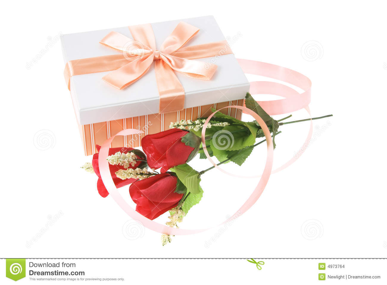 Gift Box With Red Roses Stock Images   Image  4973764