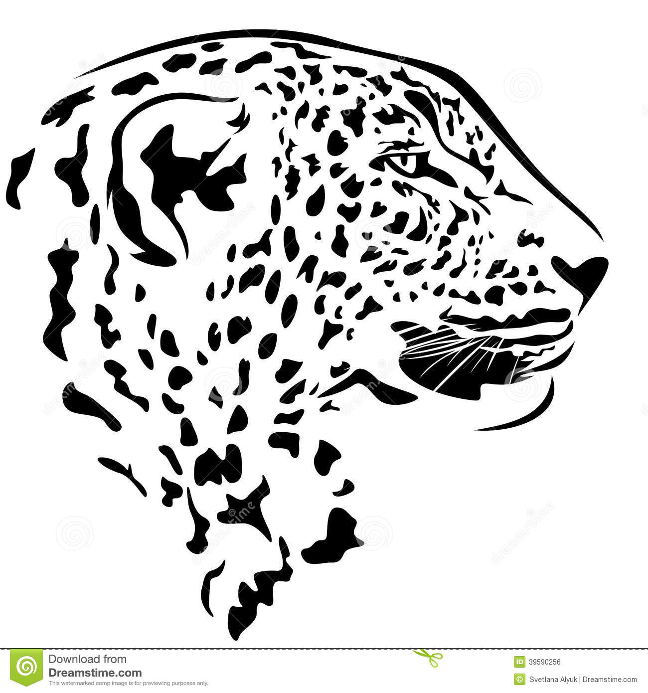 Leopard Head Profile Design   Black And White Animal Outline