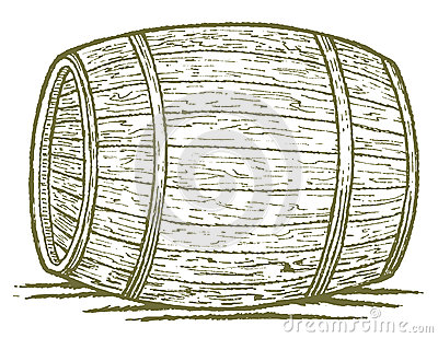Pen And Ink Style Illustration Of An Old Barrel