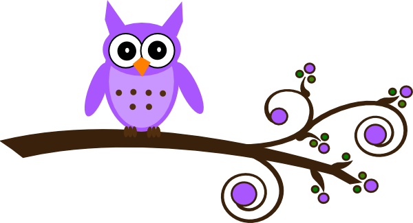 Purple Owl On Branch Clip Art At Clker Com   Vector Clip Art Online