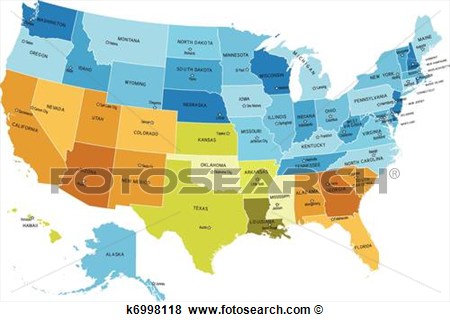 Usa States Map With Names Of Cities  Eps File Contains Separate Layers