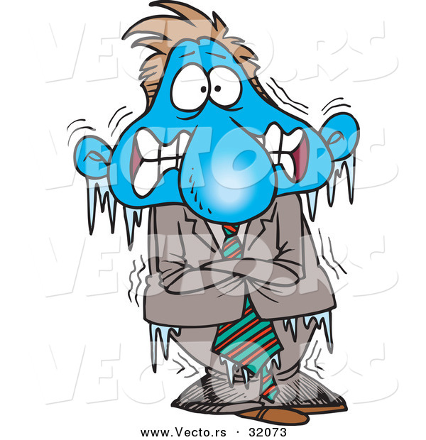Vector Of A Frozen Cold Cartoon Businessman By Ron Leishman    32073