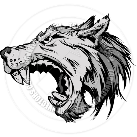 Wolf Mascot Head Vector Cartoon By Chromaco   Toon Vectors Eps  42299
