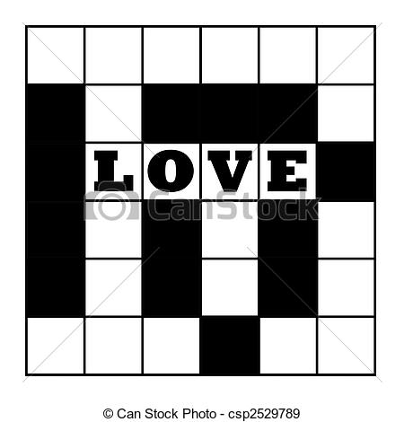 Blank Crossword Puzzle With Word Love Isolated On White Background 