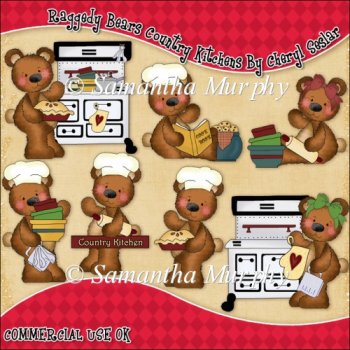 Children    Raggedy Bears Country Kitchen Clipart Graphic Collection