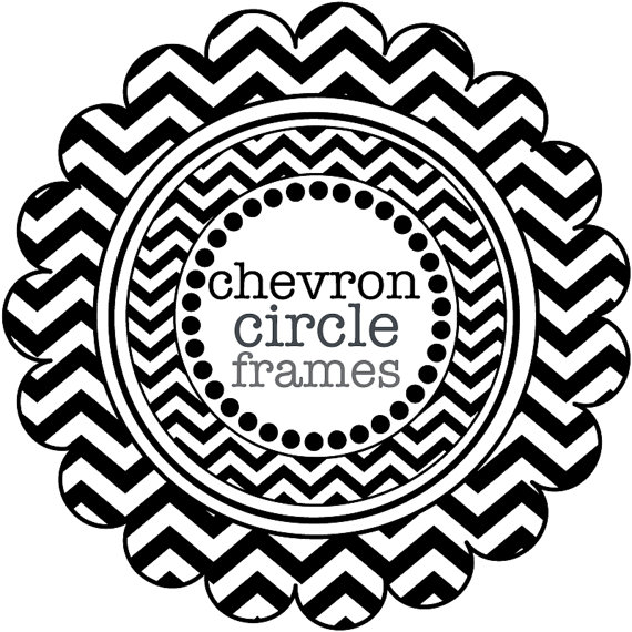 Circle Frames In Chevron   Digital Clip Art   Black And White