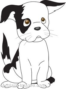 Clip Art Illustration Of A Black And White Puppy