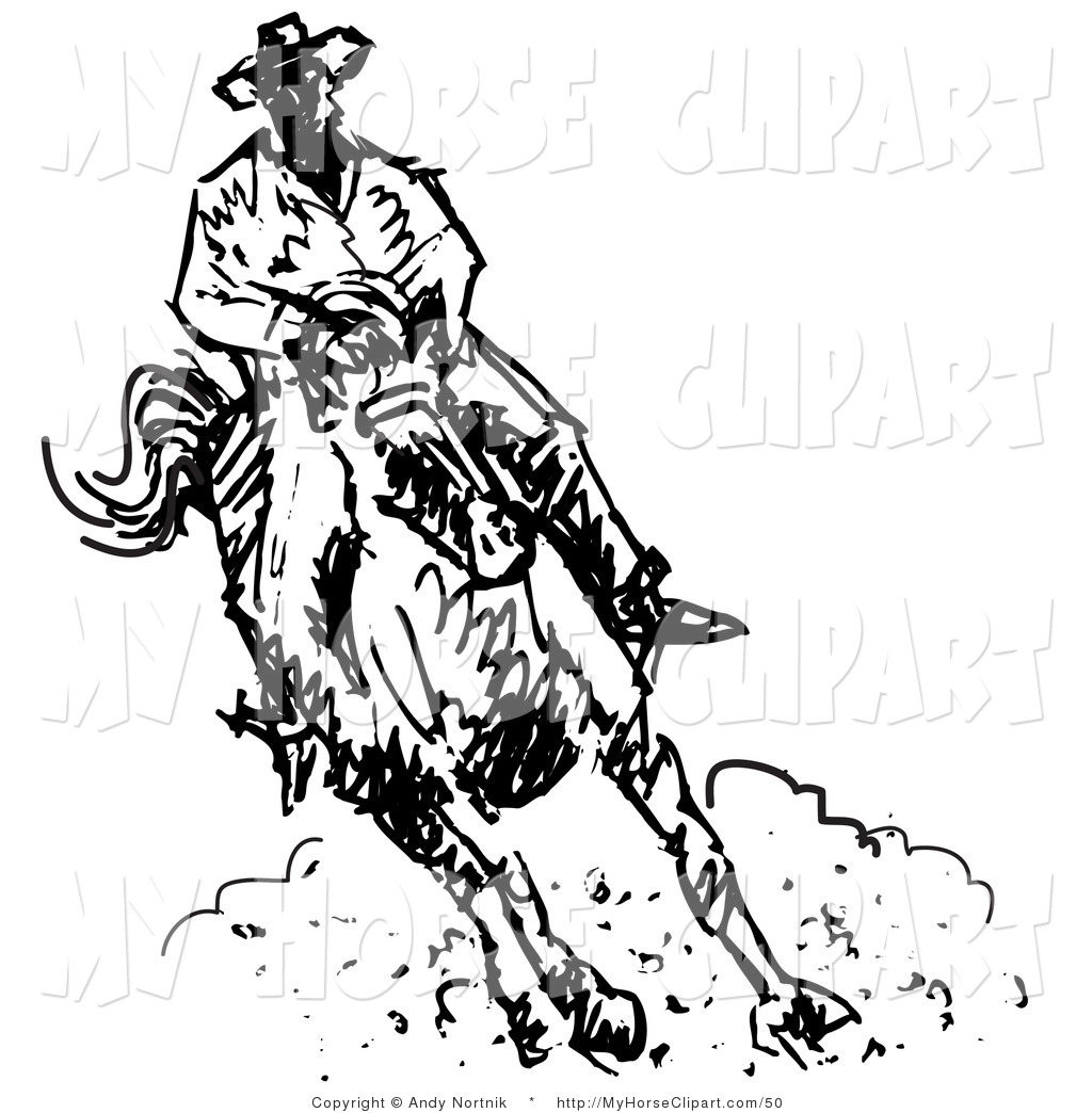 Clip Art Roper Cowboy Horse Black And White Andy