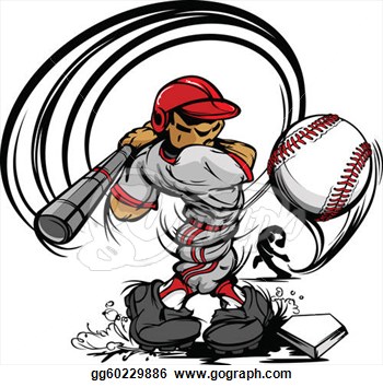 Clip Art Vector   Baseball Player Cartoon Swinging Ba  Stock Eps    