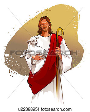 Clipart   Jesus Christ Carrying A Lamb  Fotosearch   Search Clip Art