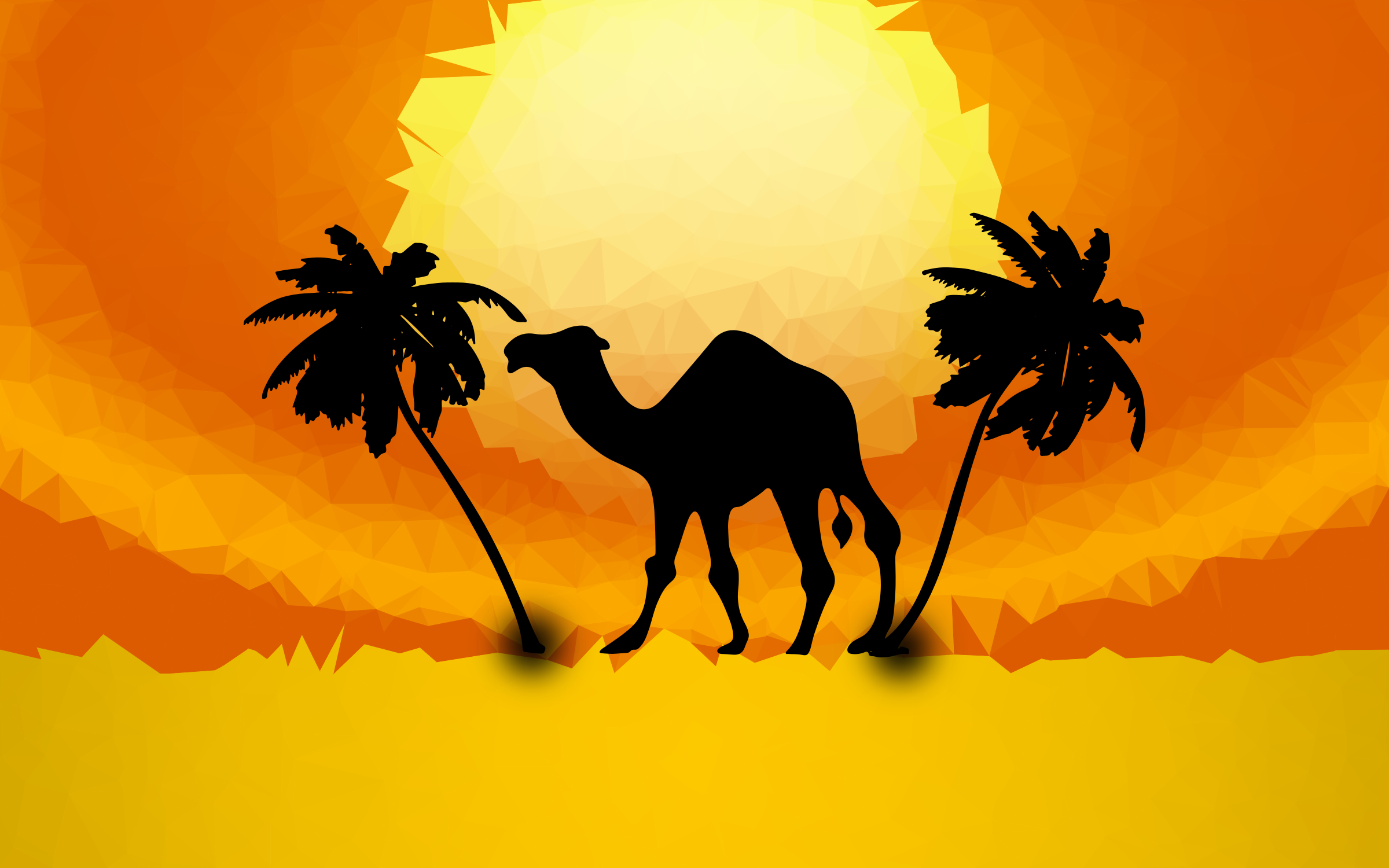 Clipart   Low Poly Camel Sunset