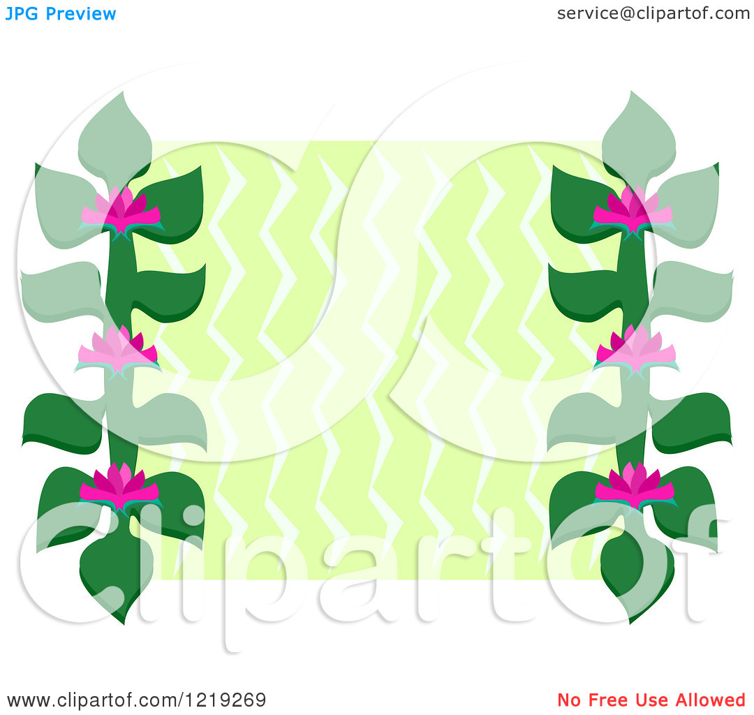 Clipart Of A Floral Lotus Frame With Zig Zags   Royalty Free Vector
