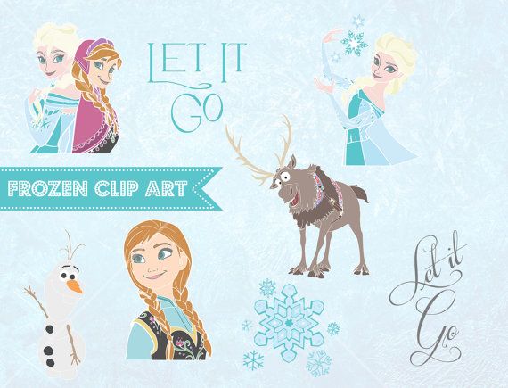 Frozen Clip Art Clipart Hand Drawn Sketch Queen Elsa Princess Anna    
