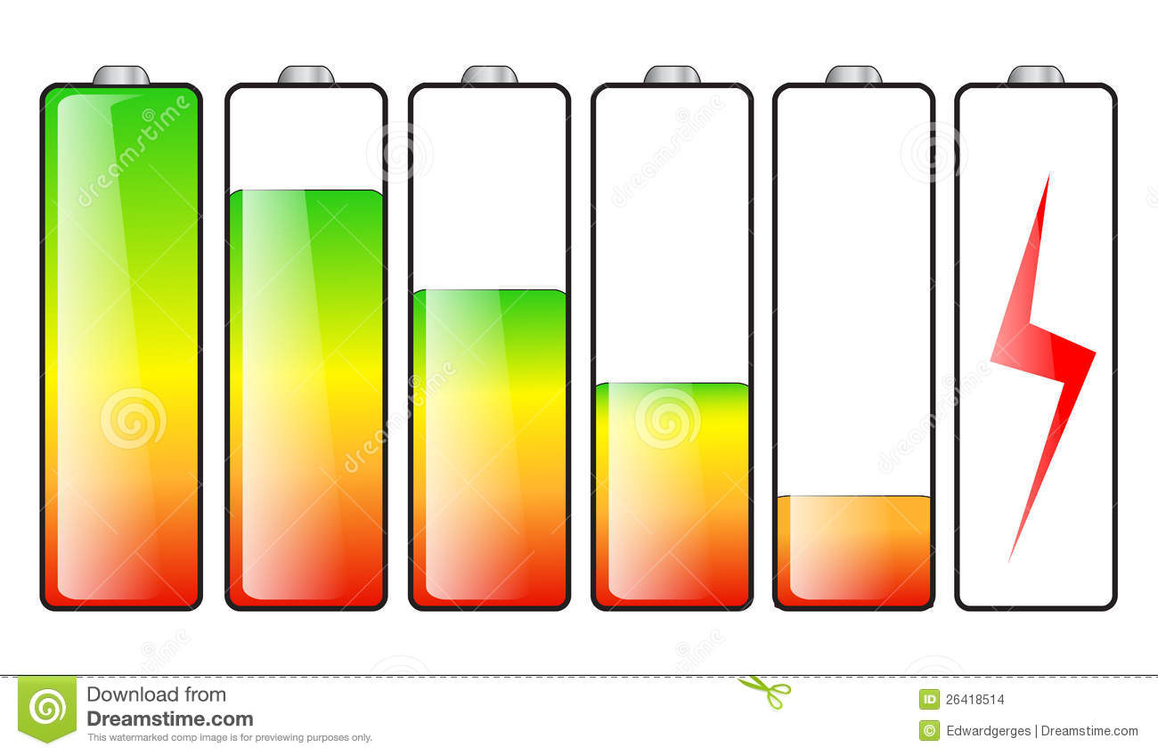 Icons Shows Six Levels Of Battery Charge  Full Medium Low And Empty