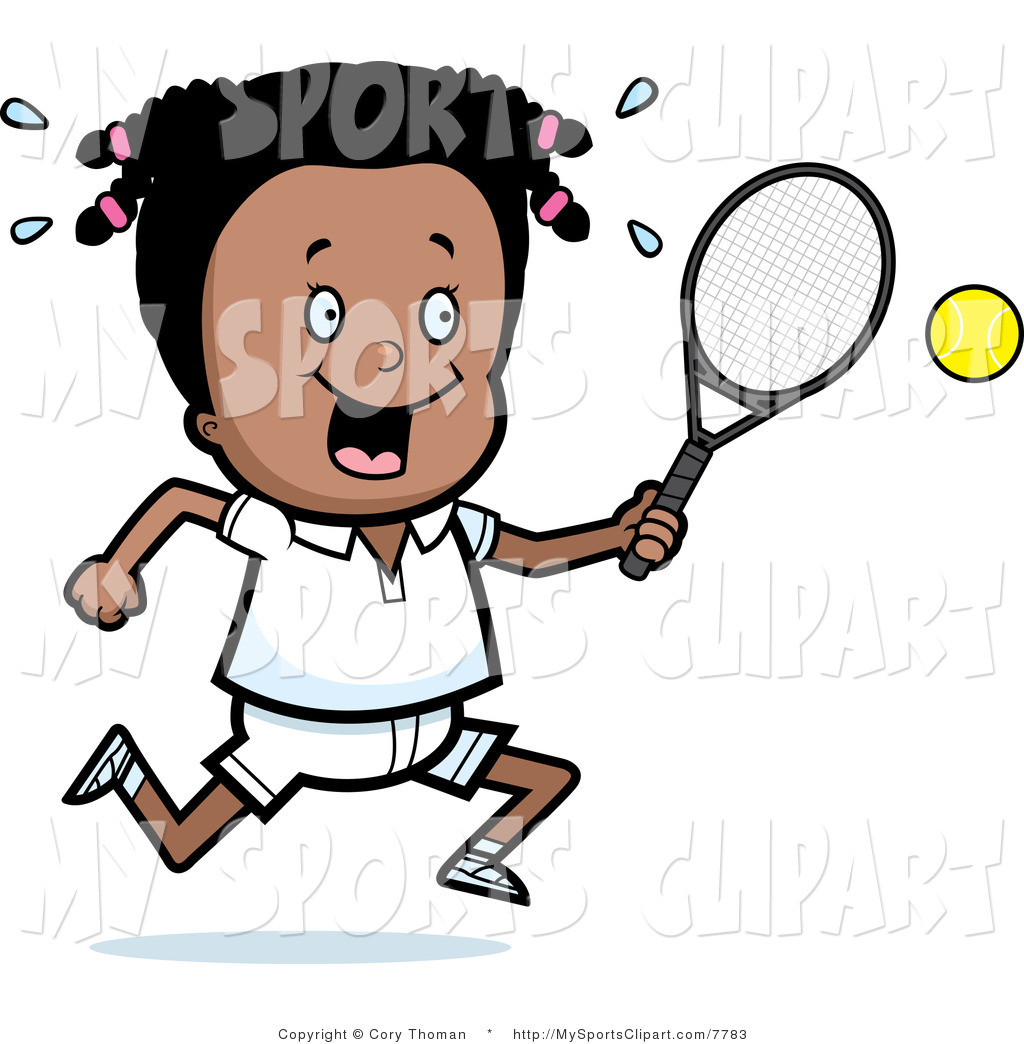 Larger Preview  Sports Clip Art Of A Black Tennis Girl With A Tennis