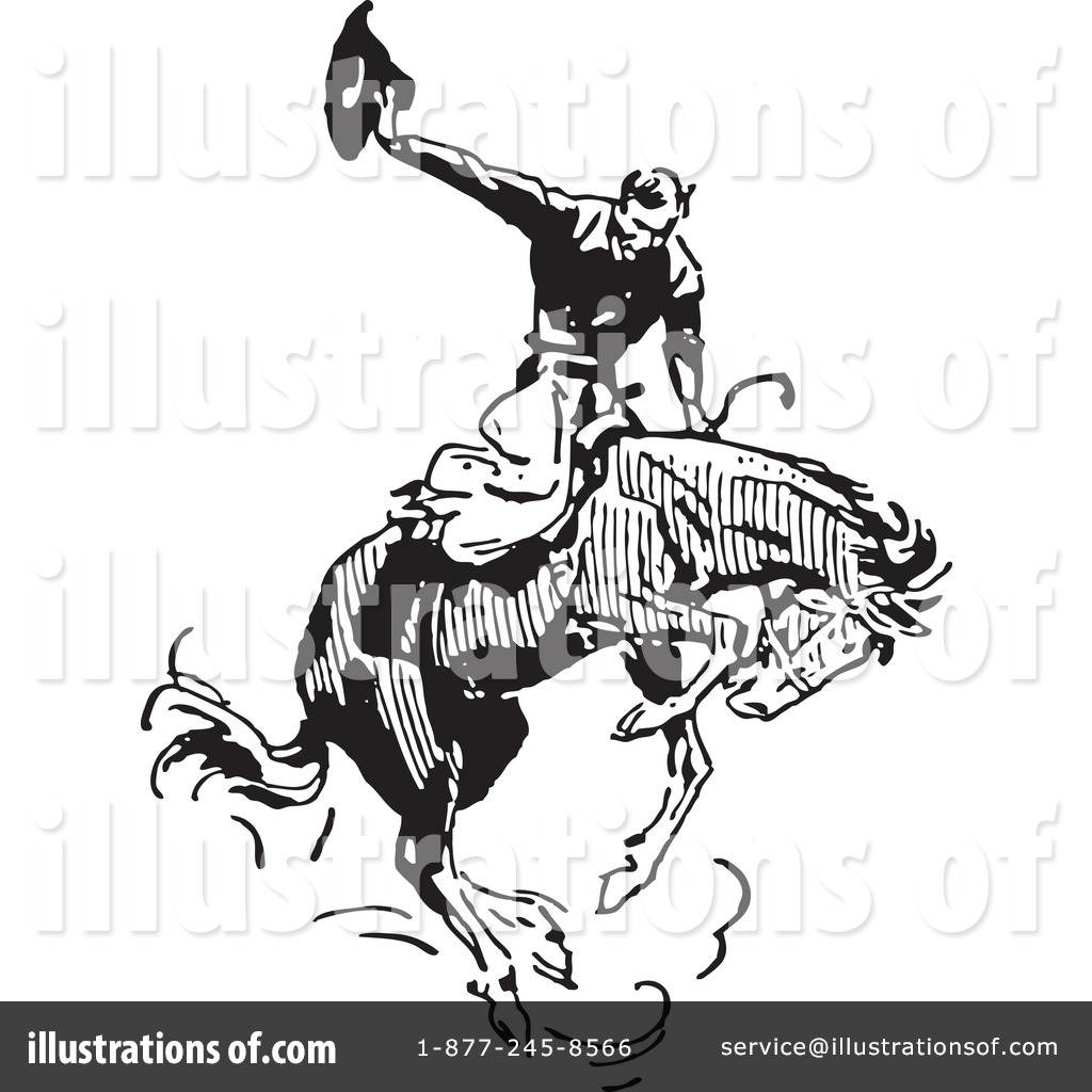 Retro Black And White Rodeo Cowboys On Bucking Horses   Black Cat    