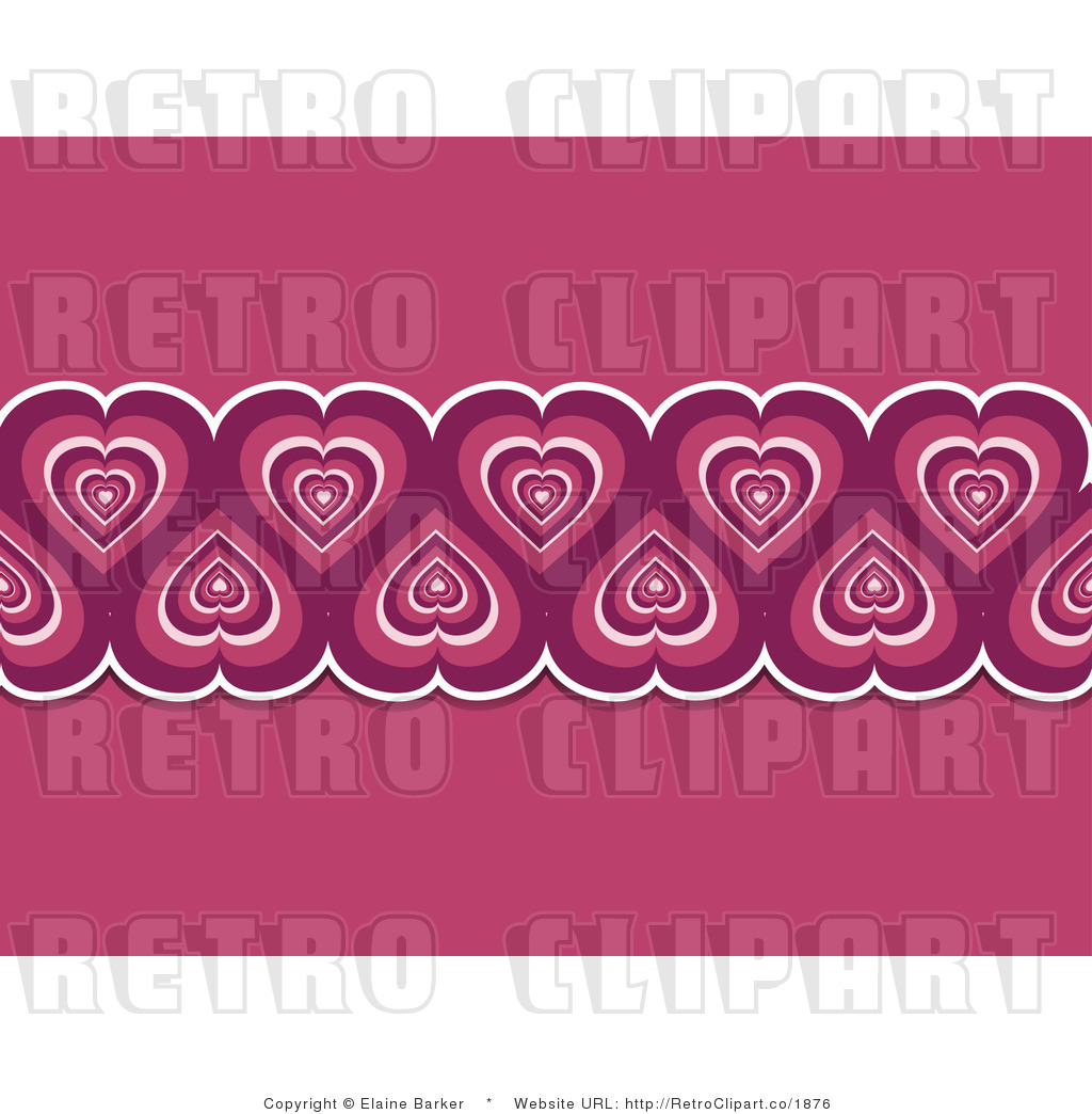 Royalty Free Retro Pink Heart Border Over Pink Background By Elaine    