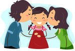 1092828 Clipart Mom And Dad Kissing Their Daughter On Her Cheeks Over