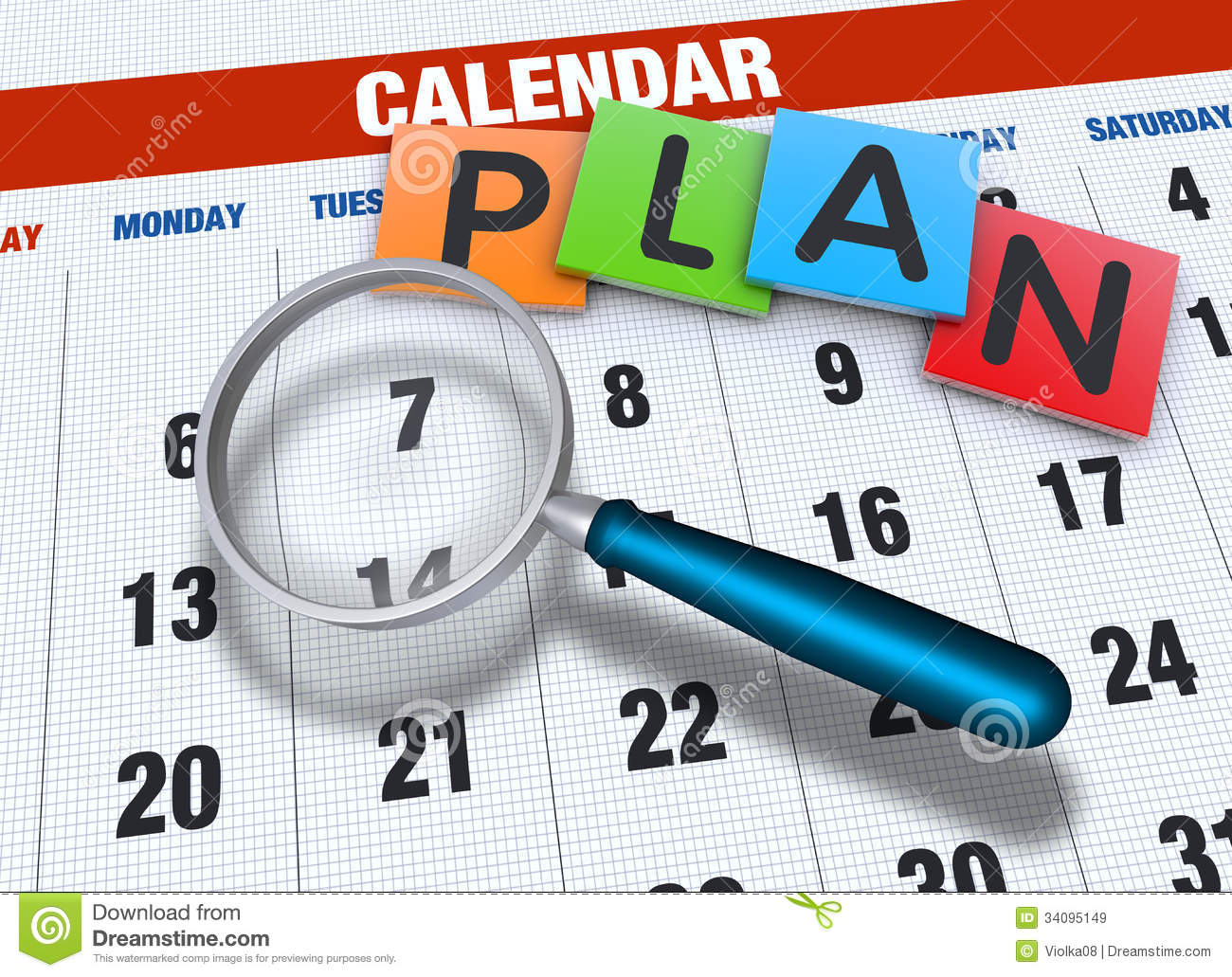 Calendar With Magnifying Glass Royalty Free Stock Images   Image