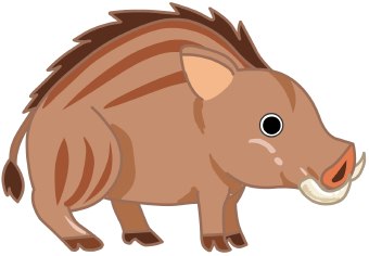 Clip Art Of A Brown Striped Wild Boar Pig With Long Tusks
