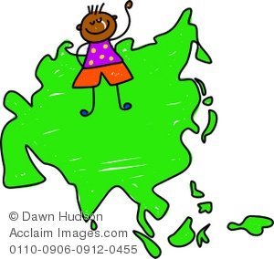 Clipart Illustration Of A Little Ethnic Boy Standing On A Map Of Asia