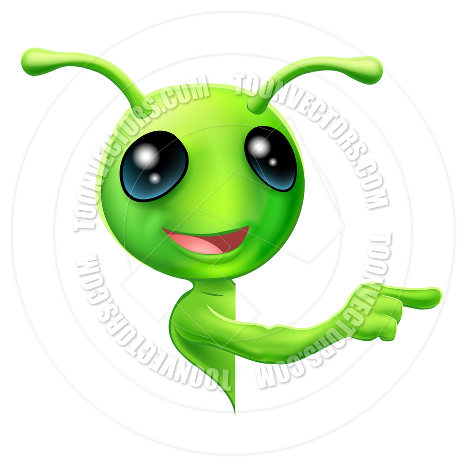 Green Alien Pointing By Geoimages   Toon Vectors Eps  36039