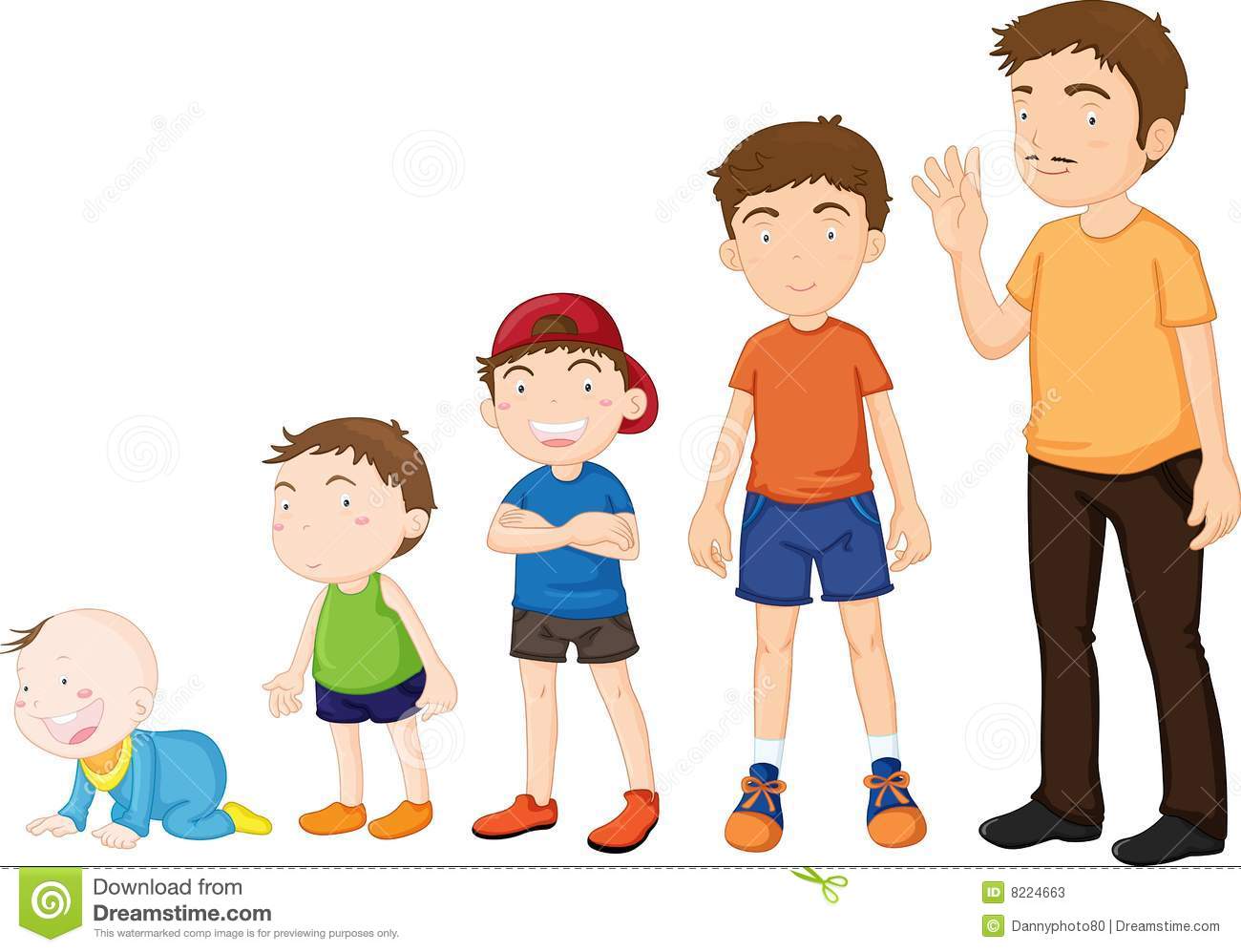 Illustration Of Stages Of Growing Up From Baby To Man