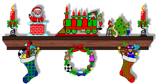 Mantle Clip Art   Christmas Mantle With Toy Train