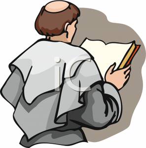 Monk Reading The Bible   Royalty Free Clipart Picture