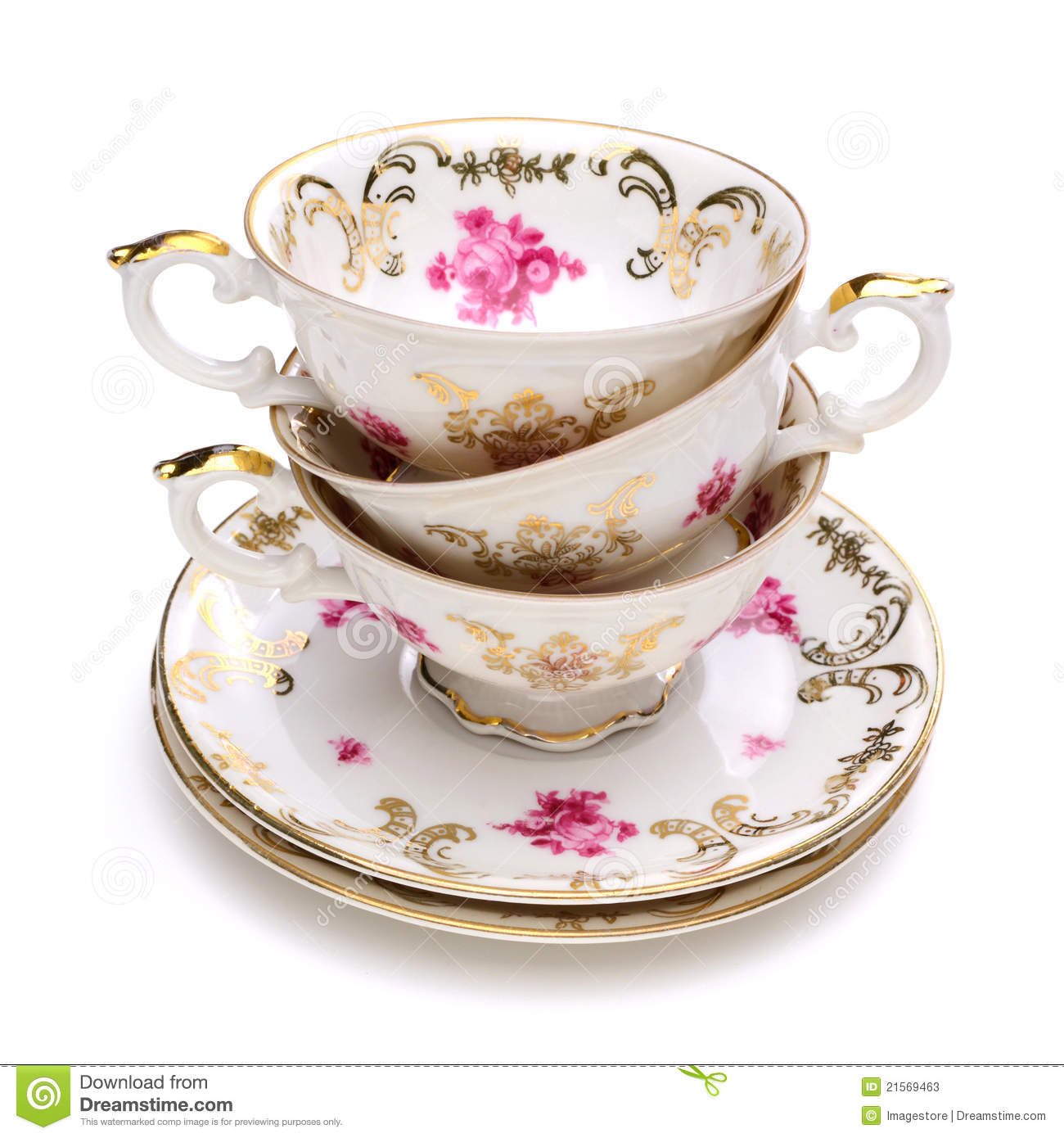 More Similar Stock Images Of   Stack Of Antique Tea Cups  