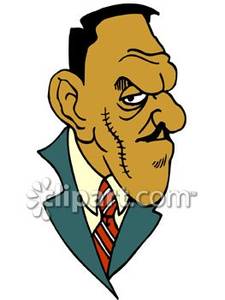 Scary Gangster With A Scar On His Face Royalty Free Clipart Picture