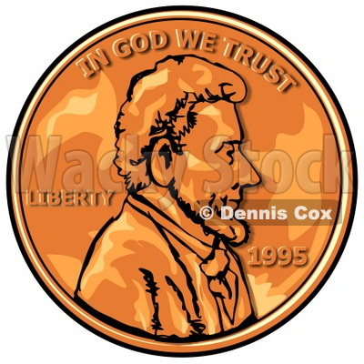     Up Of An American Penny Worth One Cent Clipart Picture   Djart  6071