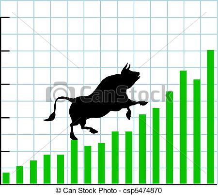 Vector Clipart Of Up Bull Market Rise Bullish Stock Chart Graph   Bull