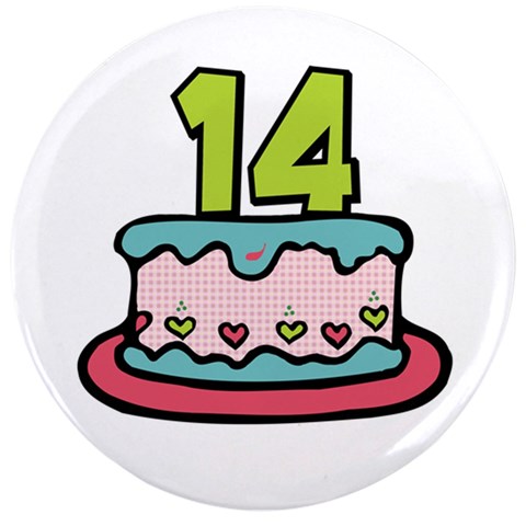 14th Birthday Cake 3 5quot  Button