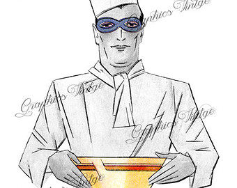 1930s Vintage Retro Art Deco Digita L Image Chef Cooking Illustration
