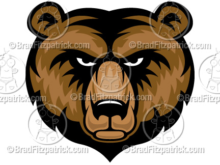 Cartoon Bear Clip Art   Bear Graphics   Bear Mascot Clipart Icon    