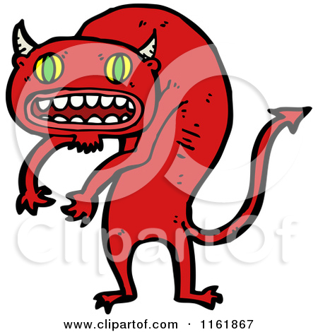 Cartoon Of A Cat Demon   Royalty Free Vector Illustration By