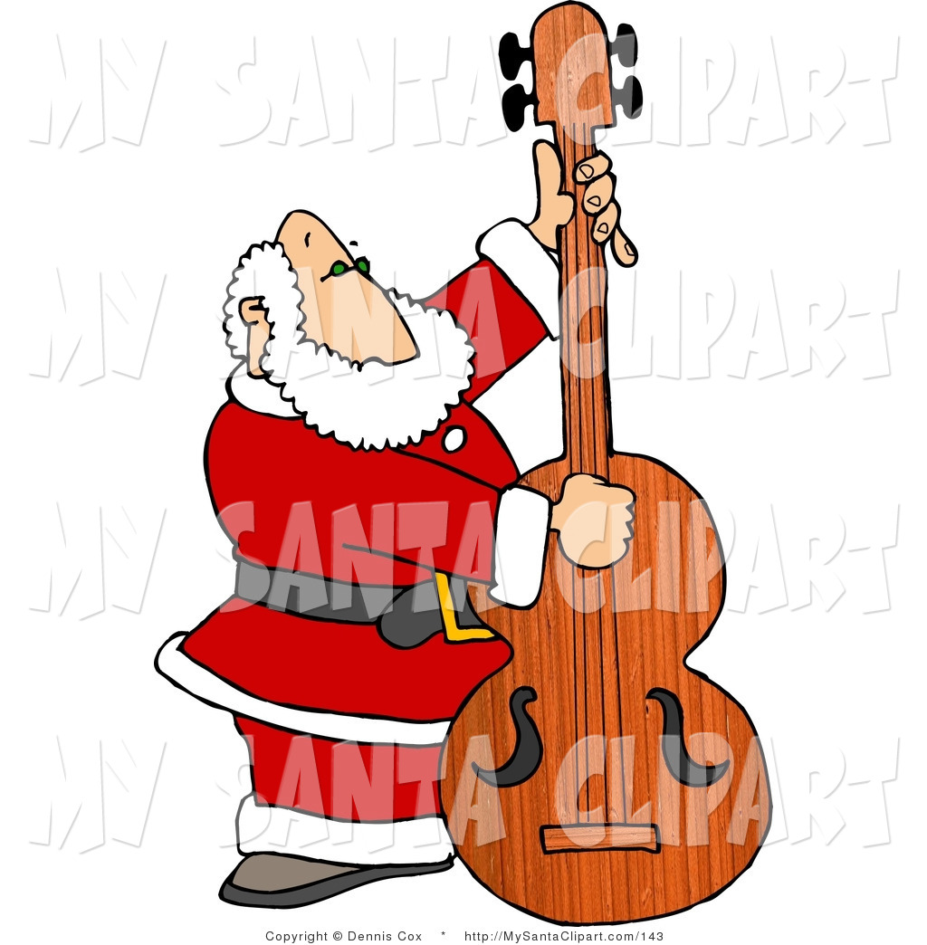Christmas Clip Art Of Santa Claus Playing Christmas Music On A Double    