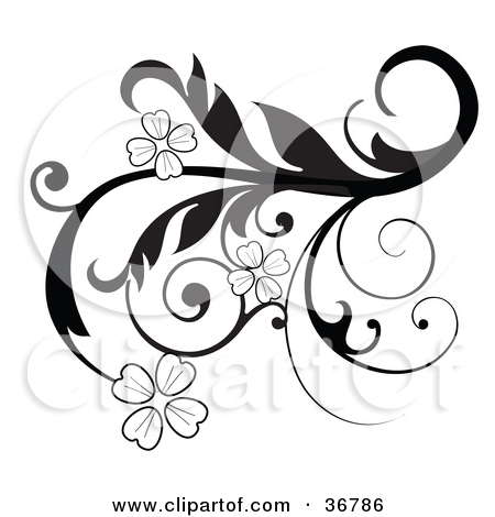Clipart Illustration Of An Elegant Black And White Scroll Design